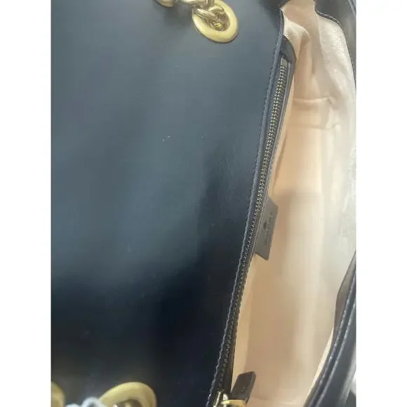 Gucci GG Marmont Small Matelassé Black Leather Shoulder Bag